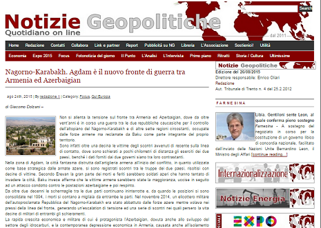 Notizie Geopolitiche posts article on Nagorno-Karabakh conflict